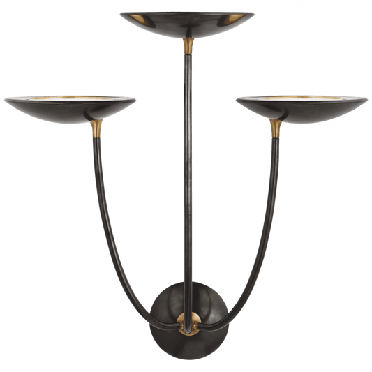 Visual Comfort Signature Keira Large Triple Sconce Bronze and Hand-Rubbed Antique Brass