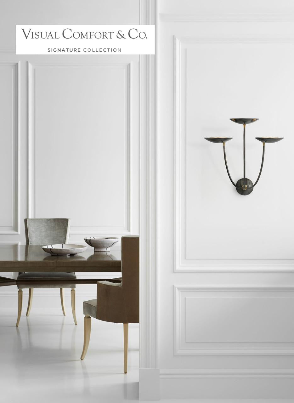 Visual Comfort Signature Keira Large Triple Sconce Matte White and Hand-Rubbed Antique Brass