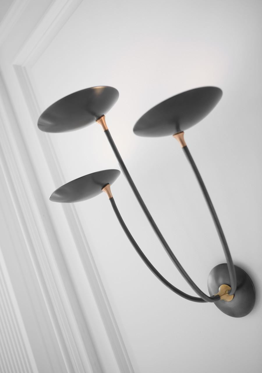 Visual Comfort Signature Keira Large Triple Sconce Hand-Rubbed Antique Brass