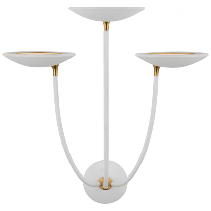 Visual Comfort & Co. Signature Collection Keira Large Triple Sconce - Hand-Rubbed Antique Brass and Matte White