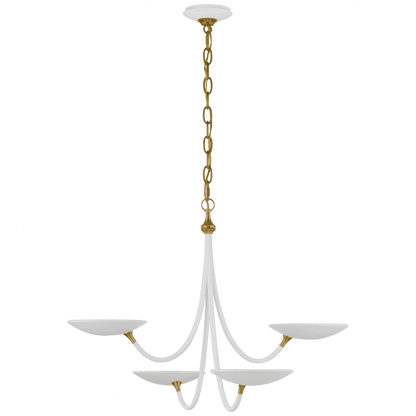Visual Comfort Signature Keira Medium Chandelier Matte White and Hand-Rubbed Antique Brass