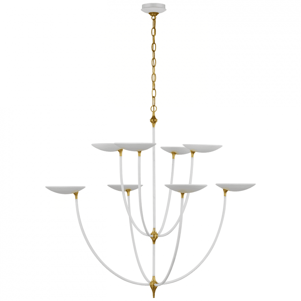 Visual Comfort Signature Keira XL Chandelier Matte White and Hand-Rubbed Antique Brass