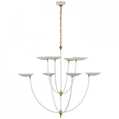 Visual Comfort Signature Keira XL Chandelier Matte White and Hand-Rubbed Antique Brass