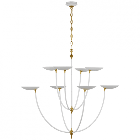 Visual Comfort Signature Keira XL Chandelier Matte White and Hand-Rubbed Antique Brass