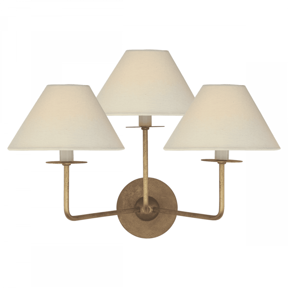 Visual Comfort Signature Kelley Medium Triple Wall Sconce Gilded Iron
