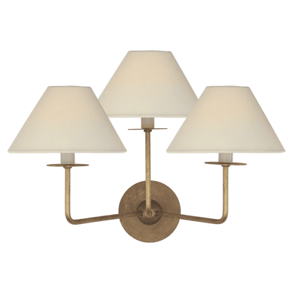 Visual Comfort Signature Kelley Medium Triple Wall Sconce Gilded Iron