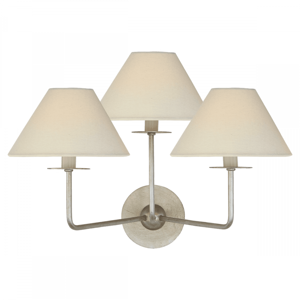 Visual Comfort Signature Kelley Medium Triple Wall Sconce Burnished Silver Leaf