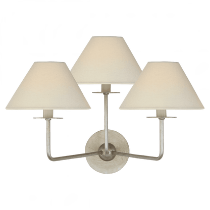 Visual Comfort Signature Kelley Medium Triple Wall Sconce Burnished Silver Leaf