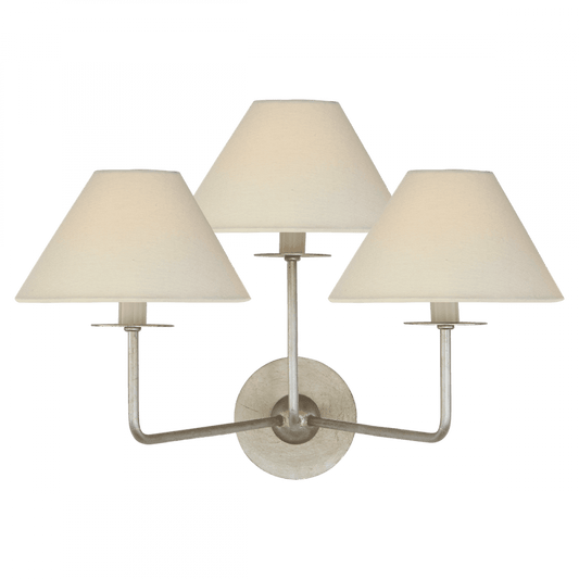 Visual Comfort Signature Kelley Medium Triple Wall Sconce Burnished Silver Leaf