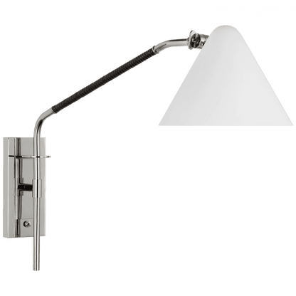 Visual Comfort Signature Laken Medium Articulating Wall Light Polished Nickel and Black Rattan