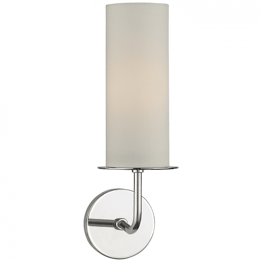 Visual Comfort & Co. Signature Collection Larabee Wall Sconce, 1-Light, Polished Nickel, Cream Linen Shade, 16"H (KS 2035PN-L 2V2TR)