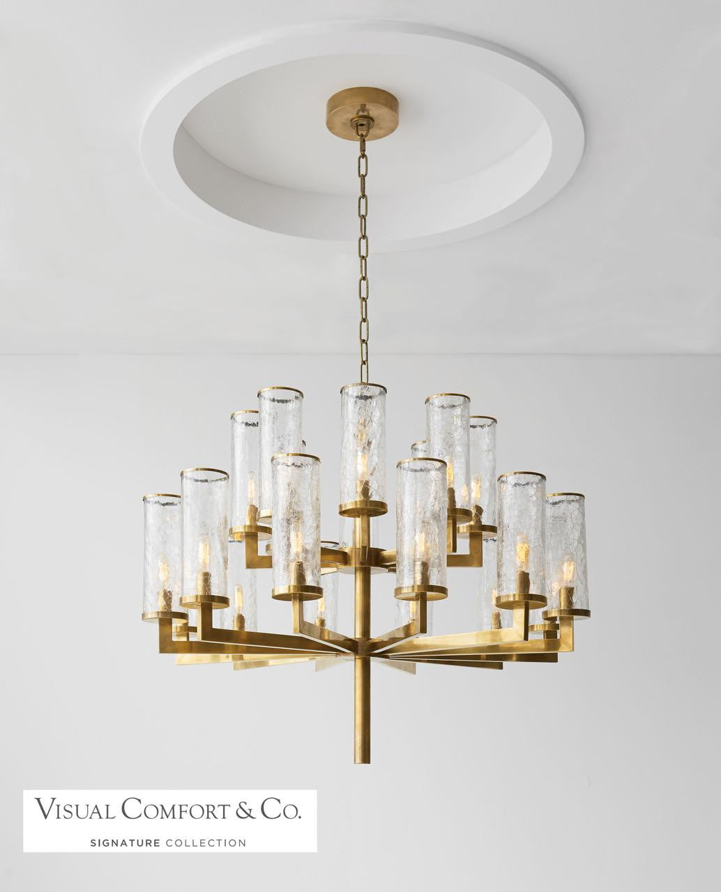 Visual Comfort Signature Liaison Double Tier Chandelier Antique-Burnished Brass