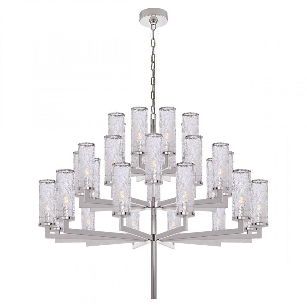Visual Comfort & Co. Signature Collection Liaison Chandelier, 32-Light, Polished Nickel, Crackle Glass, 47.5"W (KW 5202PN-CRG 2R5ZT)