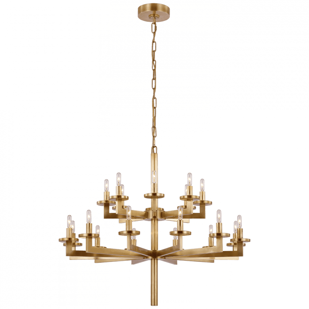 Visual Comfort Signature Liaison Double Tier Chandelier Antique-Burnished Brass
