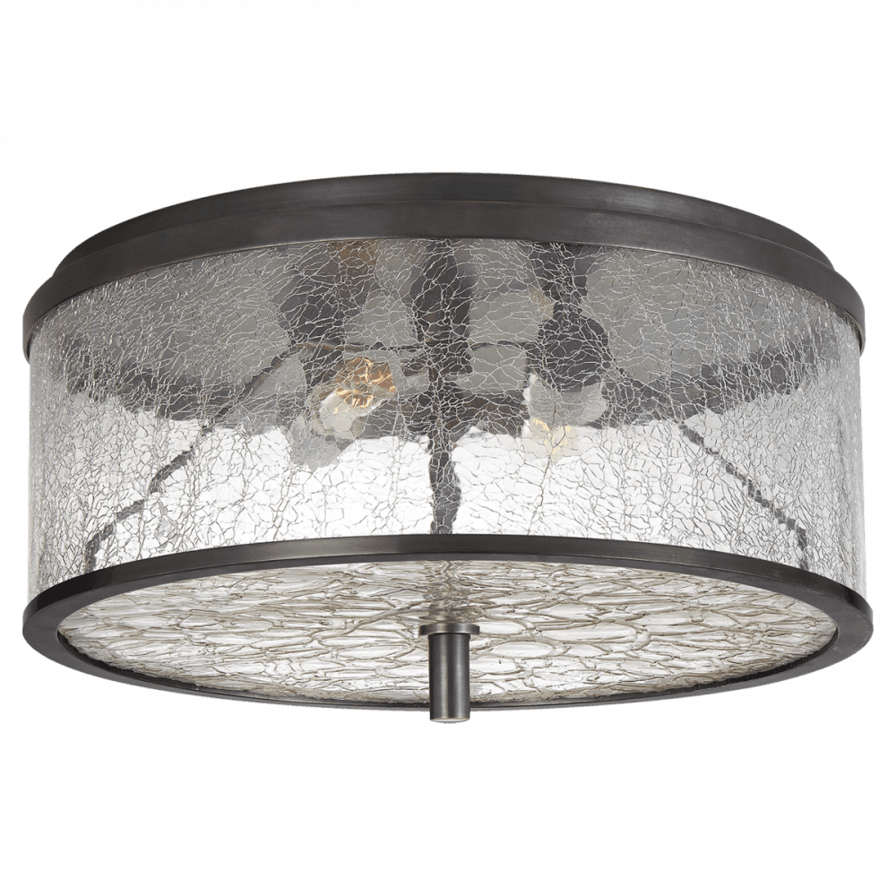 Visual Comfort & Co. Signature Collection Liaison Flush Mount, 2-Light, Bronze, Crackle Glass, 12"W (KW 4202BZ-CRG CHVGQ)