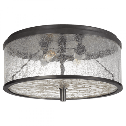Visual Comfort & Co. Signature Collection Liaison Flush Mount, 2-Light, Bronze, Crackle Glass, 12"W (KW 4202BZ-CRG CHVGQ)
