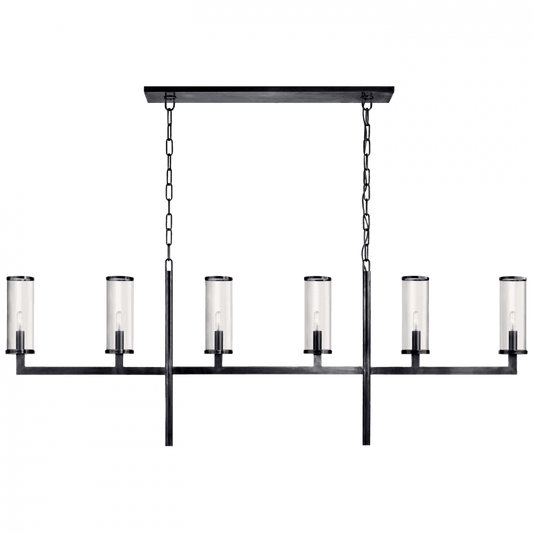 Visual Comfort Signature Liaison Large Linear Chandelier Polished Nickel