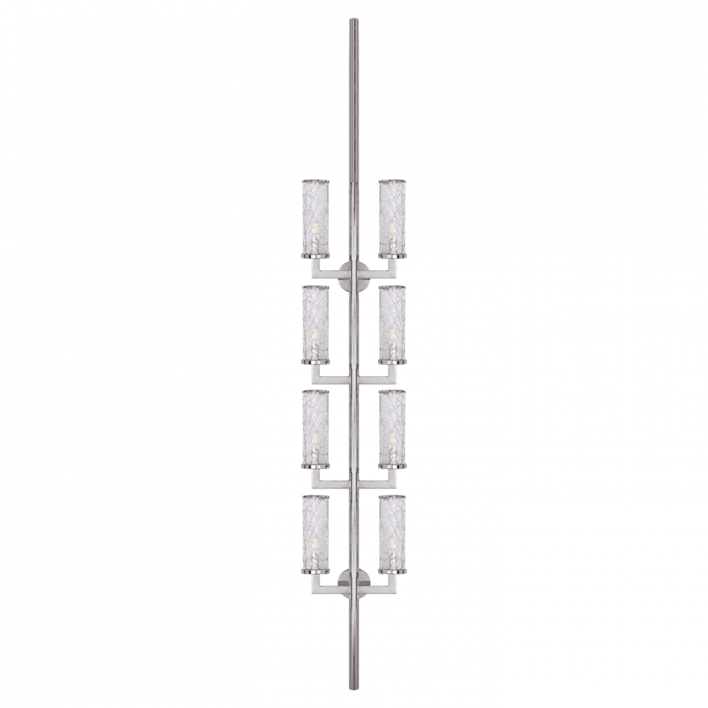 Visual Comfort & Co. Signature Collection Liaison Statement Wall Sconce, 8-Light, Polished Nickel, Crackle Glass, 84.25"H (KW 2204PN-CRG 2R42H)