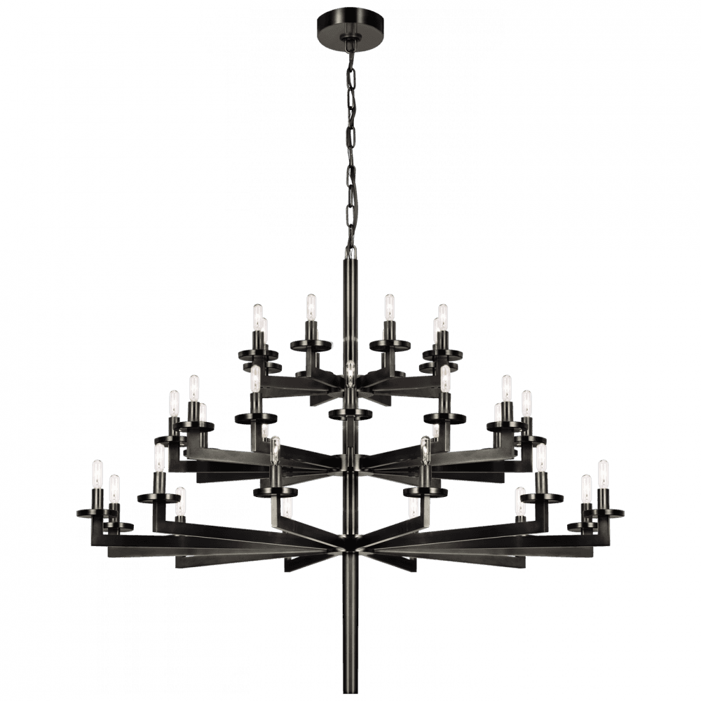 Visual Comfort Signature Liaison Triple Tier Chandelier Antique-Burnished Brass