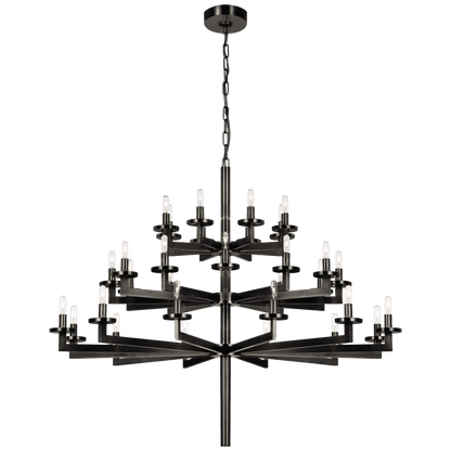 Visual Comfort Signature Liaison Triple Tier Chandelier Antique-Burnished Brass