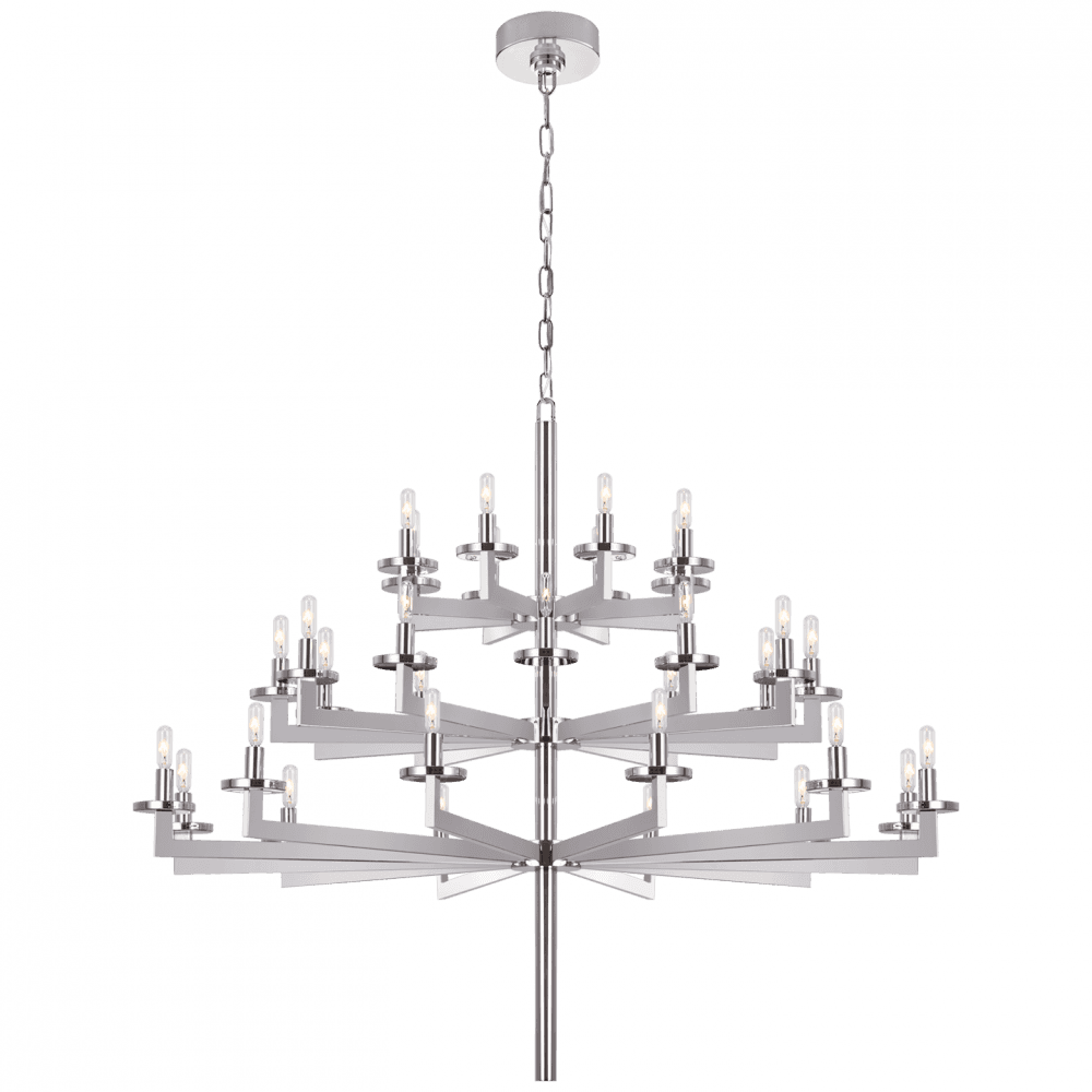 Visual Comfort Signature Liaison Triple Tier Chandelier Polished Nickel
