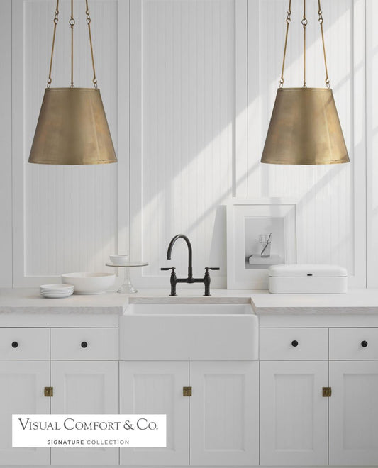Visual Comfort Signature Lily Drum Shade Pendant Polished Nickel