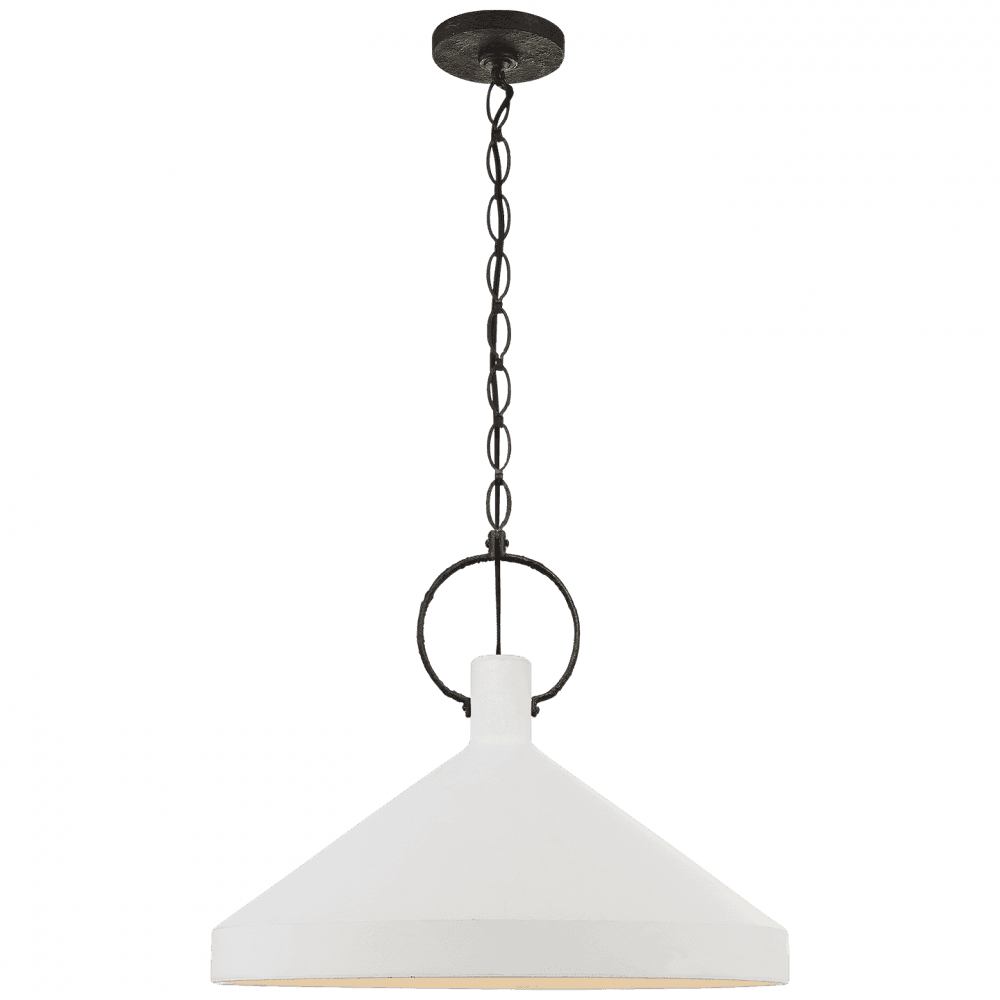Visual Comfort & Co. Signature Collection Limoges Pendant, 1-Light, Natural Rust, Plaster White Shade, 24"W (SK 5364NR-PW CLU65)
