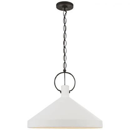 Visual Comfort & Co. Signature Collection Limoges Pendant, 1-Light, Natural Rust, Plaster White Shade, 24"W (SK 5364NR-PW CLU65)