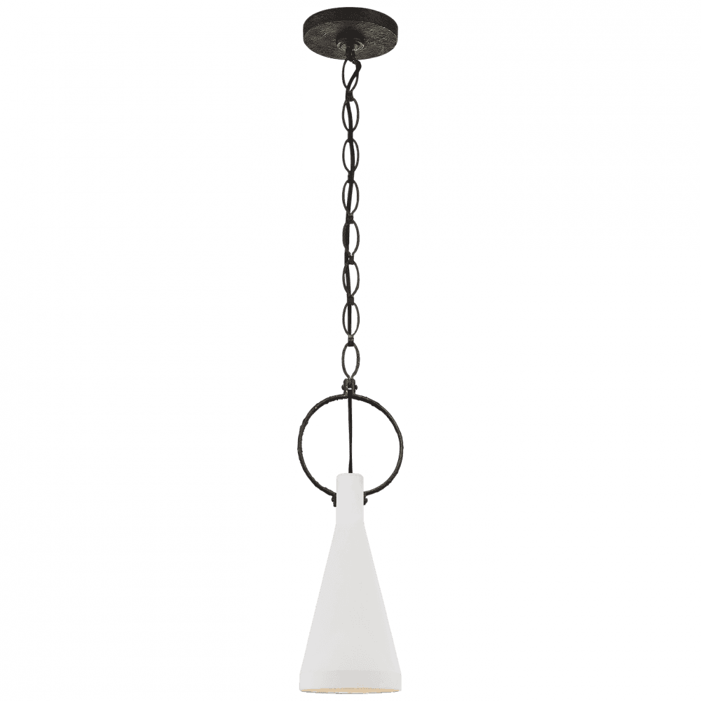 Visual Comfort & Co. Signature Collection Limoges Pendant, 1-Light, Natural Rusted Iron, Plaster White Shade, 6.75"W (SK 5360NR-PW CHXDH)