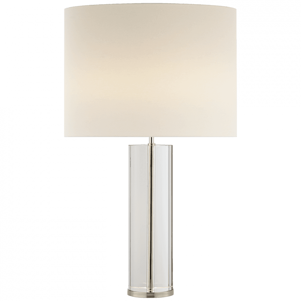 Visual Comfort & Co. Signature Collection Lineham Table Lamp, 2-Light, Crystal, Polished Nickel, Linen Shade, 29.5"H (ARN 3024CG/PN-L 2K3PR)