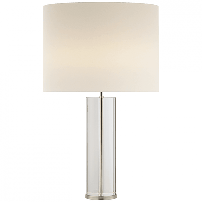 Visual Comfort & Co. Signature Collection Lineham Table Lamp, 2-Light, Crystal, Polished Nickel, Linen Shade, 29.5"H (ARN 3024CG/PN-L 2K3PR)