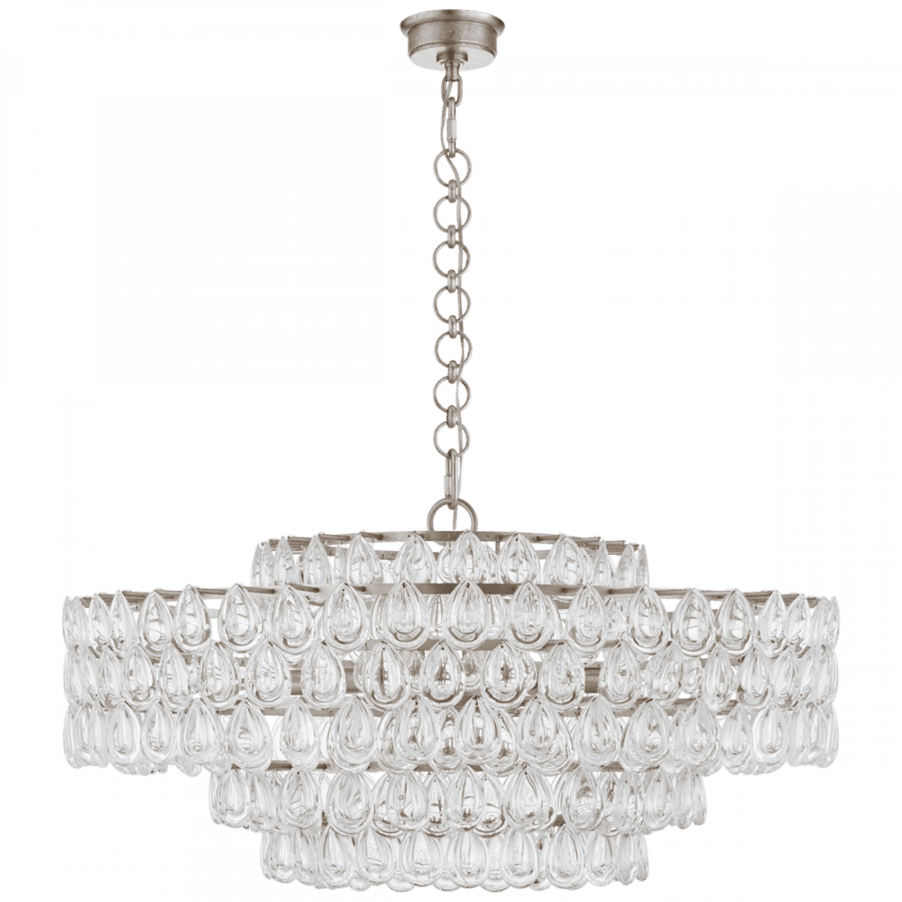 Visual Comfort & Co. Signature Collection Liscia Chandelier, 12-Light, Burnished Silver Leaf, 36"W (ARN 5174BSL-CG CLZ34)