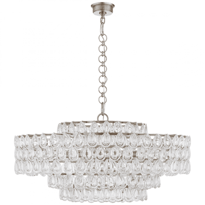 Visual Comfort & Co. Signature Collection Liscia Chandelier, 12-Light, Burnished Silver Leaf, 36"W (ARN 5174BSL-CG CLZ34)