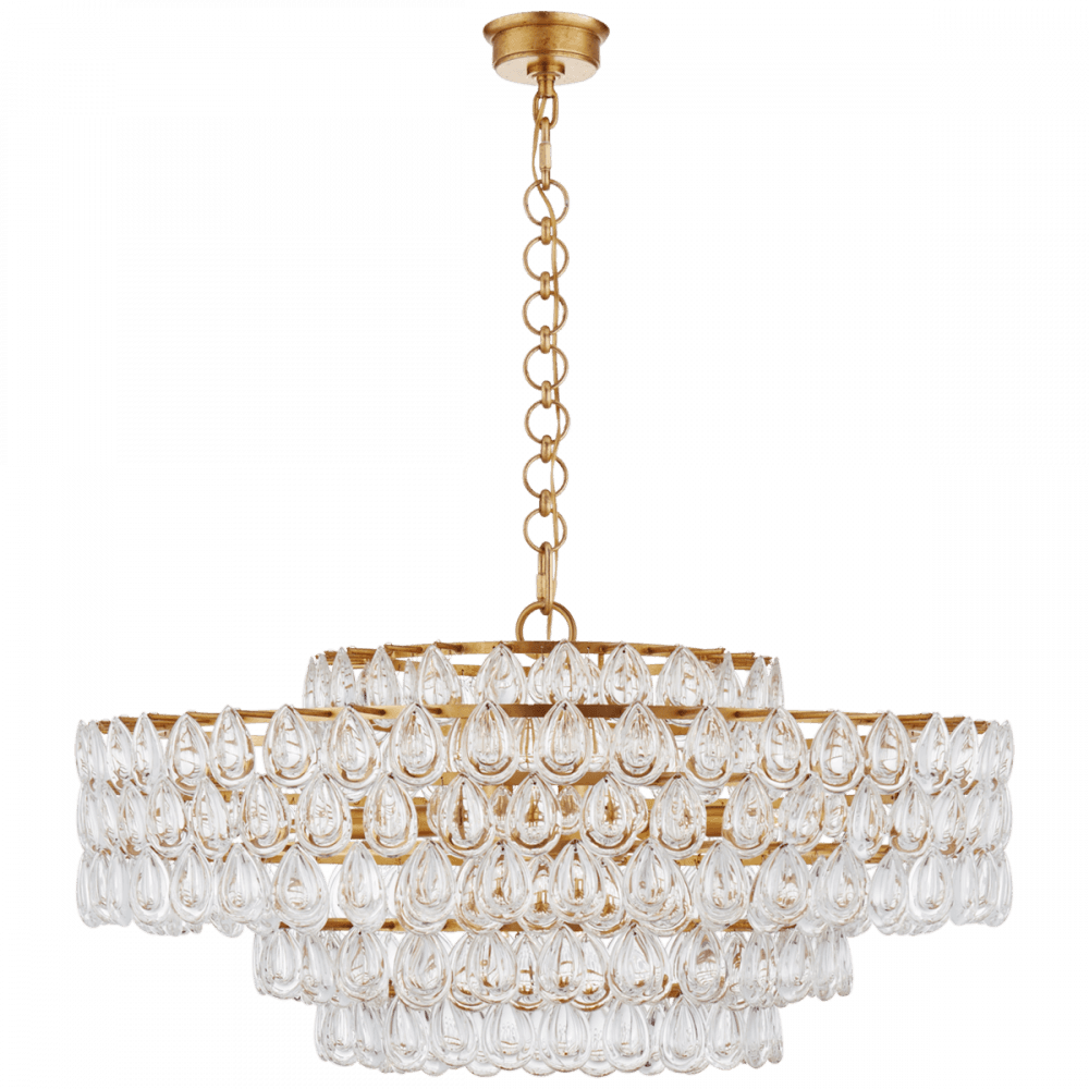 Visual Comfort Signature Liscia Chandelier Burnished Silver Leaf