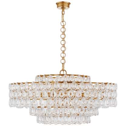 Visual Comfort Signature Liscia Chandelier Burnished Silver Leaf