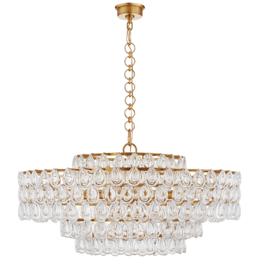 Visual Comfort Signature Liscia Chandelier Burnished Silver Leaf