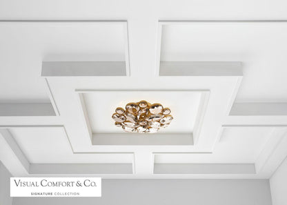 Visual Comfort & Co. Signature Collection Lloyd Flush Mount, 3-Light, Round, Soft Brass, Clear Glass, 13"W (KS 4015SB-CG CLR88)