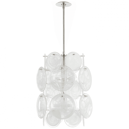 Visual Comfort & Co. Signature Collection Loire Barrel Chandelier, 6-Light, Polished Nickel, White Strie Glass, 20"W (ARN 5451PN-WSG CPWTL)
