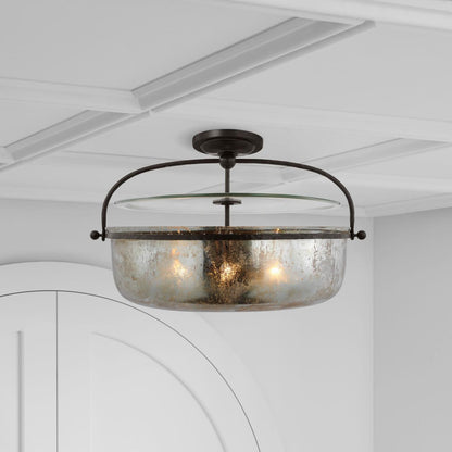 Visual Comfort Signature Lorford Large Semi Flush Lantern Gilded Iron