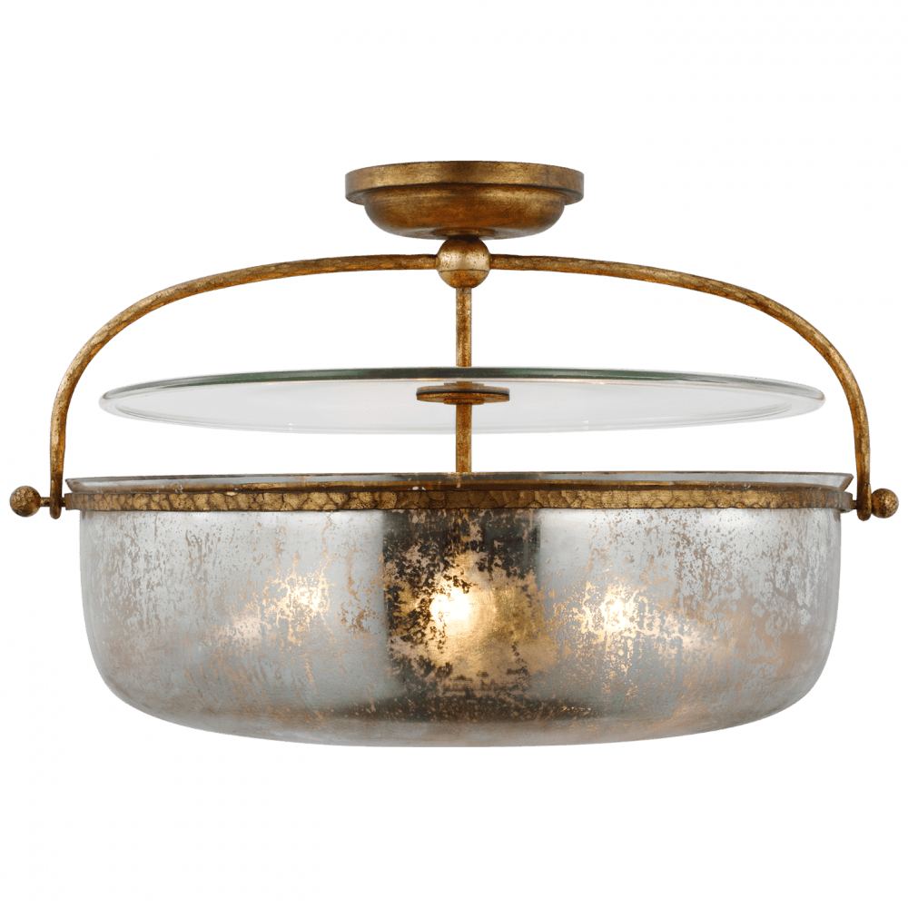 Visual Comfort Signature Lorford Large Semi Flush Lantern Aged Iron