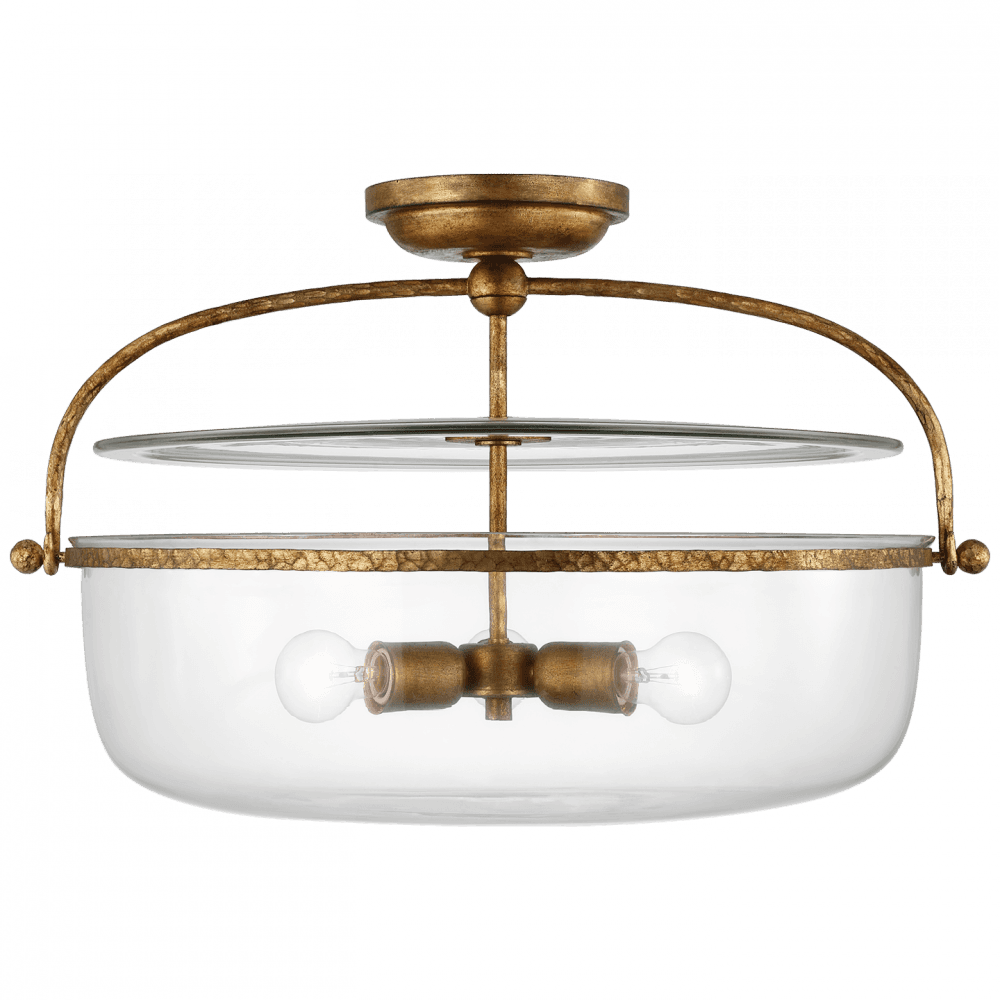 Visual Comfort Signature Lorford Large Semi Flush Lantern Gilded Iron