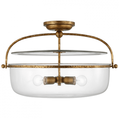 Visual Comfort Signature Lorford Large Semi Flush Lantern Gilded Iron