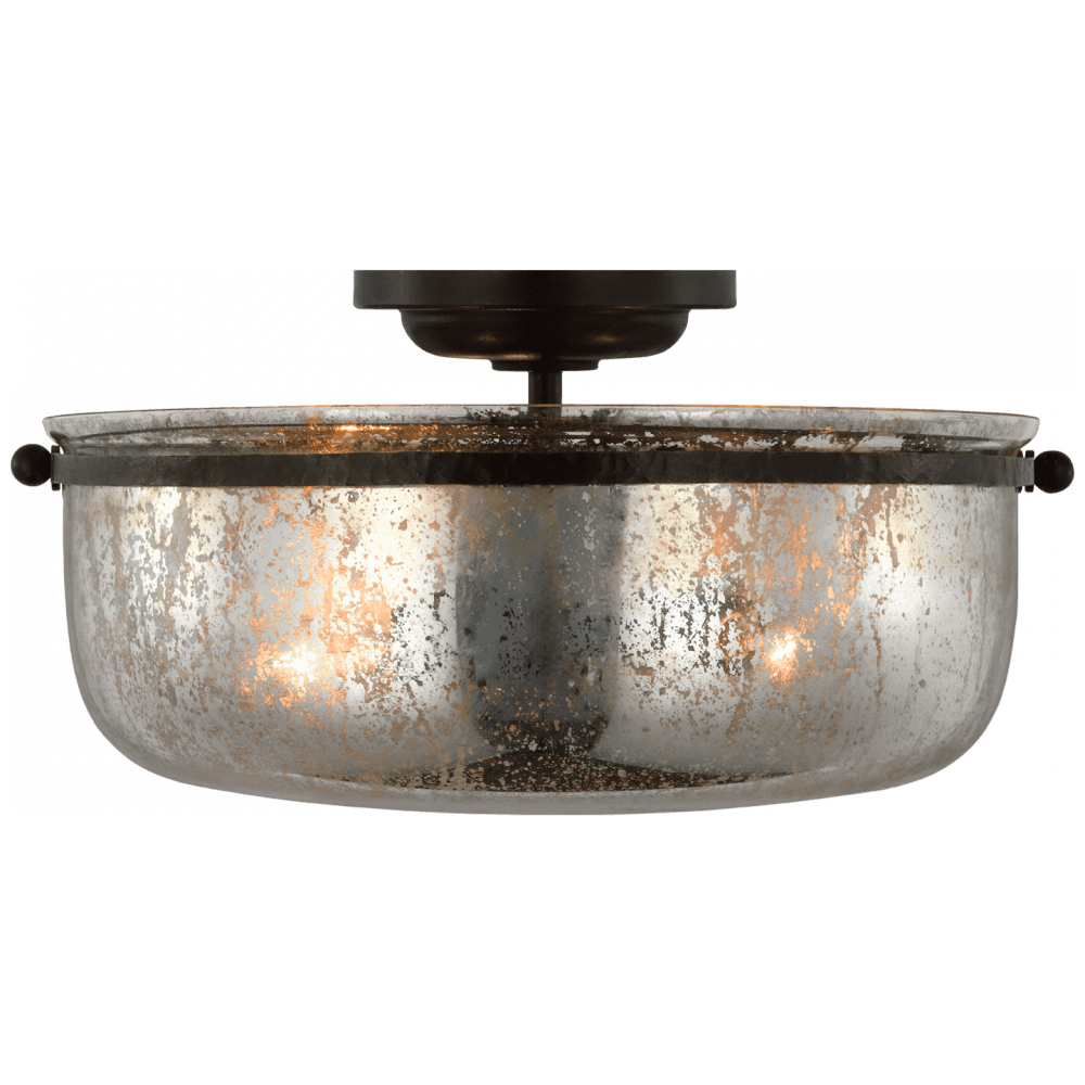 Visual Comfort Signature Lorford Medium Semi-Flush Mount Aged Iron