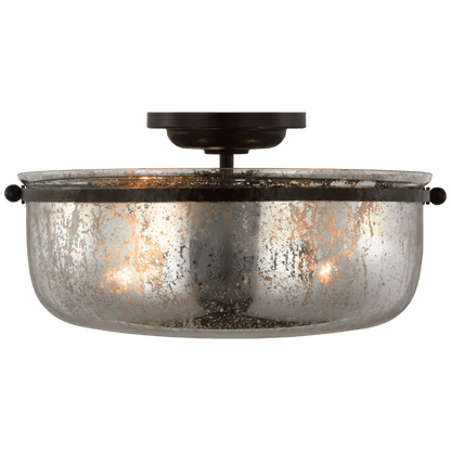 Visual Comfort Signature Lorford Medium Semi-Flush Mount Aged Iron