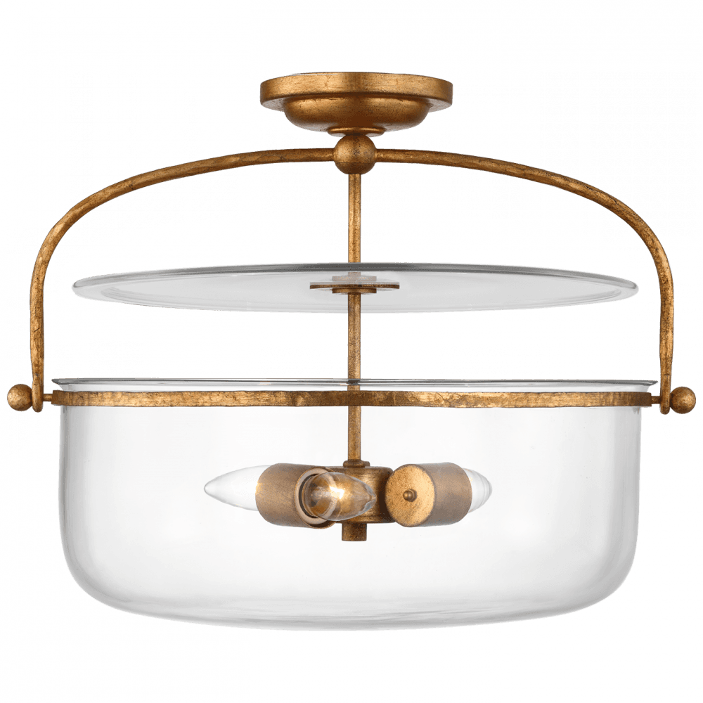 Visual Comfort Signature Lorford Medium Semi-Flush Mount Lantern Aged Iron
