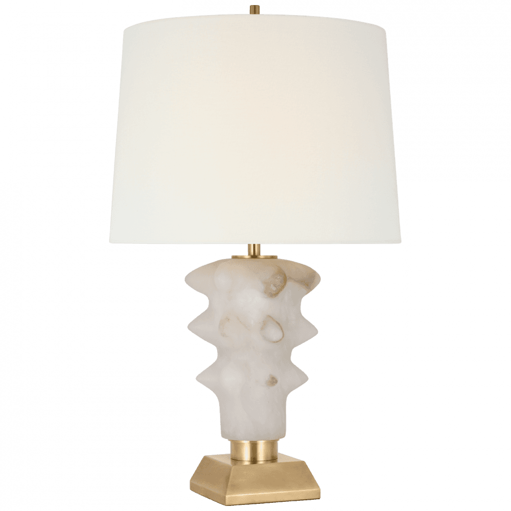 Visual Comfort Signature Luxor Medium Table Lamp Alabaster and Hand-Rubbed Antique Brass