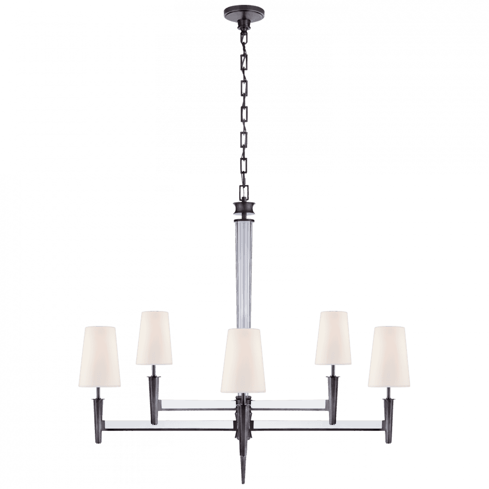 Visual Comfort Signature Lyra Chandelier Bronze and Crystal