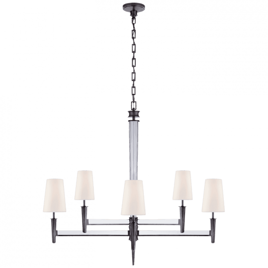 Visual Comfort Signature Lyra Chandelier Bronze and Crystal