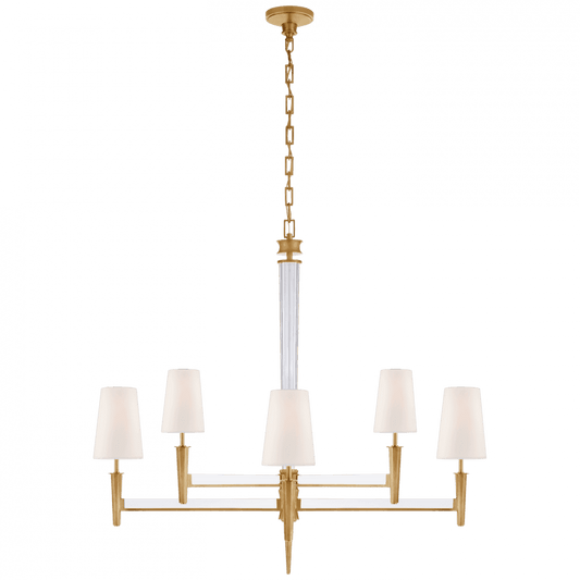Visual Comfort Signature Lyra Two Tier Chandelier Hand-Rubbed Antique Brass and Crystal