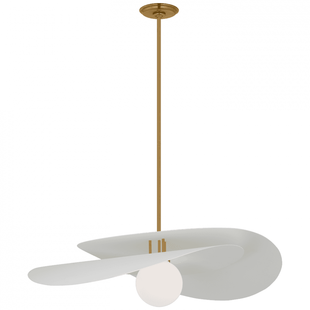 Visual Comfort Signature Mahalo 32 Hand-Rubbed Antique Brass and Matte White